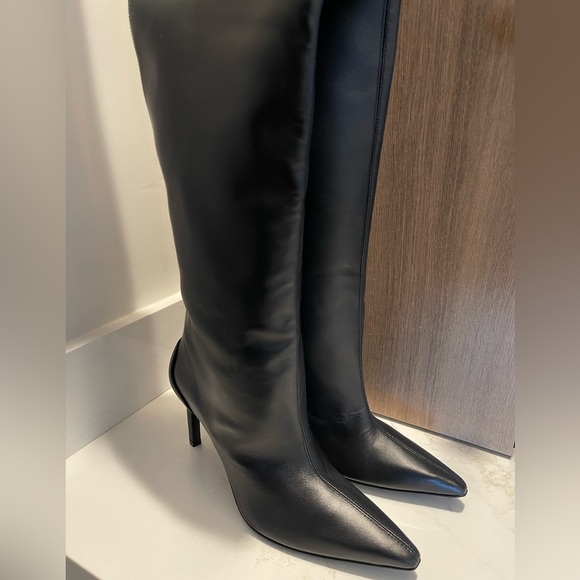 NEW COURREGES Sharp Leather High Boots In Black 38 Womens Over the Knee - Picture 8 of 12
